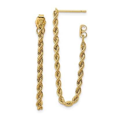 Rope Dangle Earrings 14k Gold Polished YE1927, MPN: YE1927, 716838338948