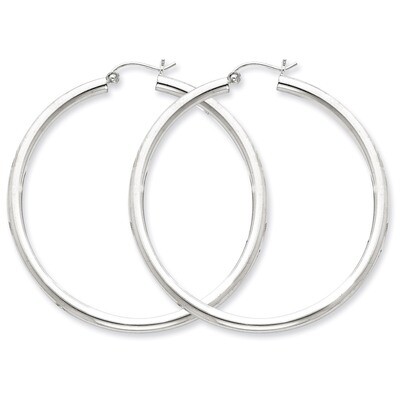 3mm Round Hoop Earrings Sterling Silver Rhodium-plated QE813, MPN: QE813, 883957940960