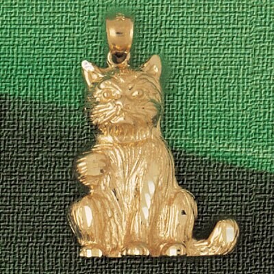 Dazzlers Jewelry Cat Pendant Necklace Charm Bracelet in Yellow, White or Rose Gold 1914, MPN: DZ-19…