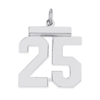 Pendant Number 25 Polished Sterling Silver Medium QMS25, MPN: QMS25, 191101277979