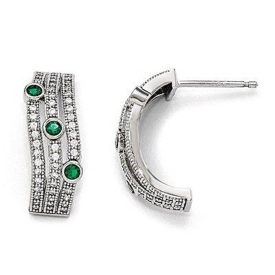 Post Earrings Sterling Silver &amp; Cubic Zirconia Polished QMP1328, MPN: QMP1328, 191101471759