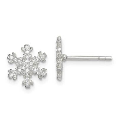 Snowflake Post Earrings Sterling Silver CZ Diamond QE14653, MPN: QE14653, 883957753737