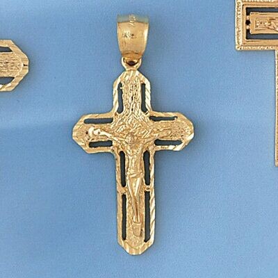 Dazzlers Jewelry Jesus Christ on Cross Pendant Necklace Charm Bracelet in Yellow, White or Rose Gol…