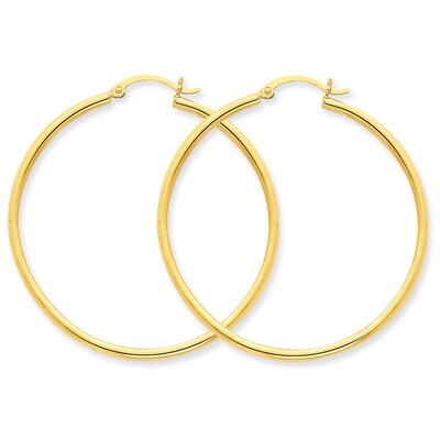 Polished 2mm Round Hoop Earrings 10k Gold 10T920, MPN: 10T920, 883957896069