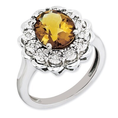 Whiskey Quartz Ring Sterling Silver Diamond QR3029WQ, MPN: QR3029WQ, 886774675046