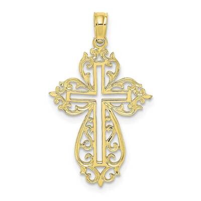 Cut-Out Scroll Framed Cross Charm 10k Gold 10K8426, MPN: 10K8426, 63721818781