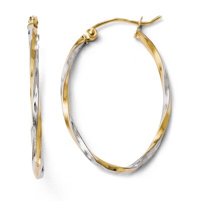 Leslie&#39;s Rhodium Oval Hinged Hoop Earrings - 10k Gold HB-TA86, MPN: TA86, 886774569840