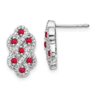 Ruby Fancy Earrings 14k White Gold Diamond EM3845-RU-035-WA, MPN: EM3845-RU-035-WA, 191101836107