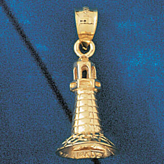 Dazzlers Jewelry Lighthouse Dimensional Pendant Necklace Charm Bracelet in Yellow, White or Rose Go…