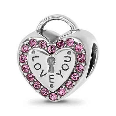 Crystals Heart Lock Bead Sterling Silver QRS4081, MPN: QRS4081,
