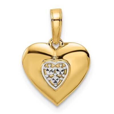 White Rhodium D Iamond-Cut Puffy Heart Pendant 14k Gold M3005, MPN: M3005,