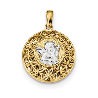 Polished Filigree Guardian Angel Pendant 14k Gold &amp; Rhodium K6370, MPN: K6370, 883957733425
