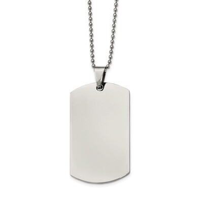 Rounded Edge XLarge 2mm Thick Dog Tag Necklace Stainless Steel Polished SRN2138-24 by Chisel, MPN: …