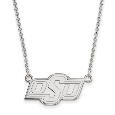 Oklahoma State University Small Pendant with Chain Necklace 14k White Gold 4W014OKS-18, MPN: 4W014O…