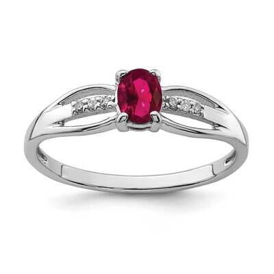 Diamond Created Ruby Ring Sterling Silver Rhodium Plated QR7064JUL, MPN: QR7064JUL, 883957337050