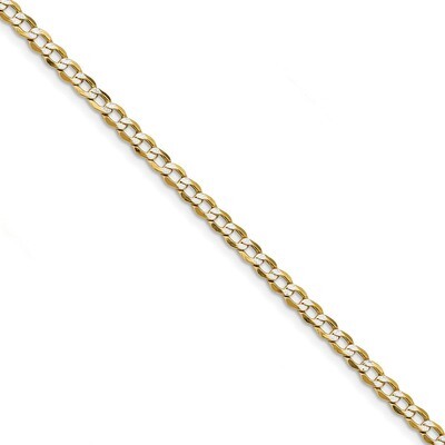8 Inch 4.3mm Semi-solid Pave Curb Chain 14k Gold &amp; Rhodium PWF100-8, MPN: PWF100-8, 886774559902