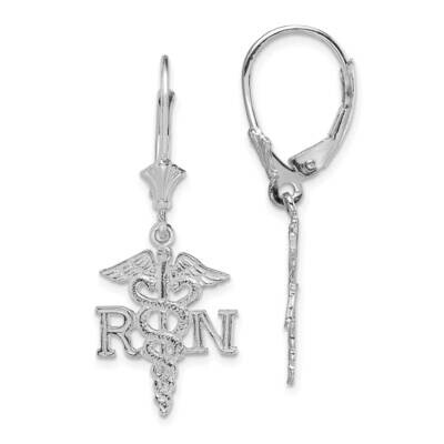 Rn Caduceus Leverback Earrings 14k White Gold TF1801W, MPN: TF1801W, 191101400162