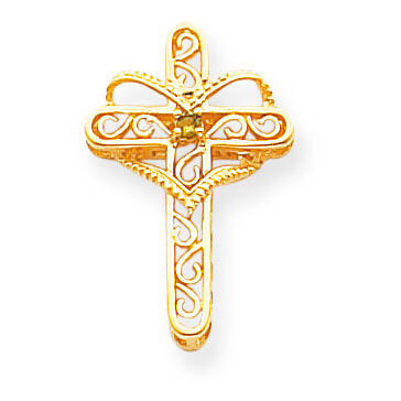 1 Birthstone Filigree Mothers Cross Pendant 14k Gold Polished XMP5/1, MPN: XMP5/1, 883957379159