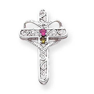 2 Birthstones Filigree Mothers Cross Pendant 14k White Gold Polished XMP6/2, MPN: XMP6/2, 883957861…