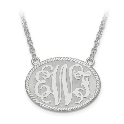 Laser Small Oval Monogram Plate And Border with Chain 14k White Gold XNA575W, MPN: XNA575W, 8867745…