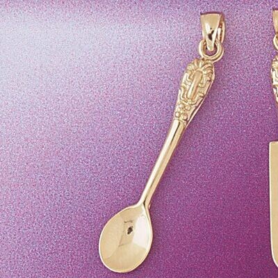 Dazzlers Jewelry Spoon Pendant Necklace Charm Bracelet in Yellow, White or Rose Gold 6919, MPN: DZ-…