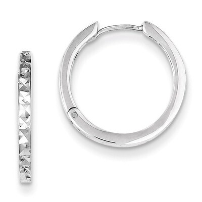 Polished Diamond Cut Hinged Hoop Earrings Sterling Silver Rhodium QE8517, MPN: QE8517, 869944880945