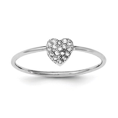 CZ Diamond Heart Ring Sterling Silver Rhodium-plated Polished QR6275, MPN: QR6275, 191101769924