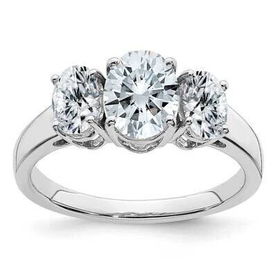 2 7/8ct. Three Stone D E F Pure Light Oval Moissanite Ring 14k White Gold RM6795-250-WMP, MPN: RM67…