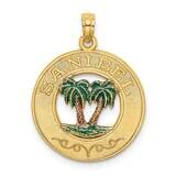 Sanibel Round Frame with Enameled Palm Tree Charm 14k Gold K7082, MPN: K7082, 637218173938