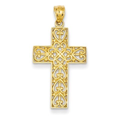 Filigree Cross Pendant 14k Gold Diamond-cut C3604, MPN: C3604, 883957456836