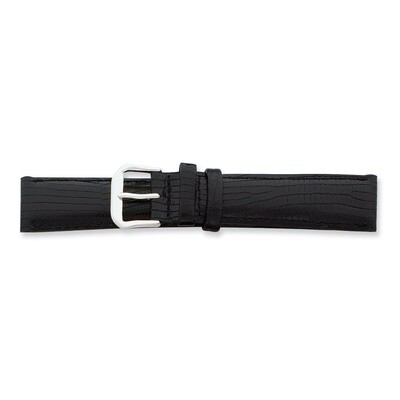 16mm Black Snake Grain Leather Watch Band 7.5 Inch Silver-tone Buckle BAW116-16, MPN: BAW116-16, 88…