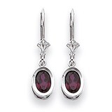 Rhodolite Garnet Diamond Oval Leverback Earrings 14k Gold XLB106WRG, MPN: XLB106WRG, 883957119069