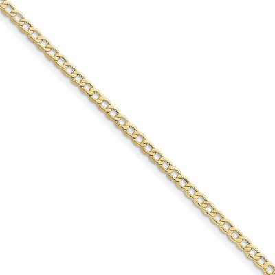 7 Inch 3.35mm Semi-Solid Curb Link Chain 10k Gold 10BC106-7, MPN: 10BC106-7, 191101439629