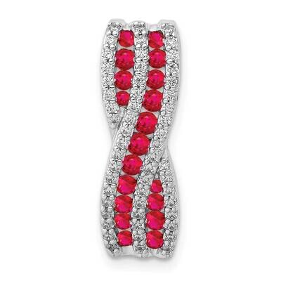 .45 Ruby Fancy Twisted Chain Slide 14k White Gold Diamond PM3847-RU-030-WA, MPN: PM3847-RU-030-WA, …