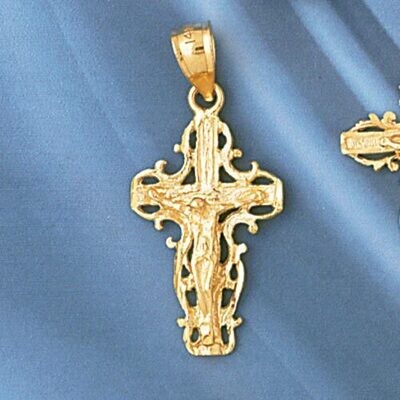 Dazzlers Jewelry Jesus Christ on Cross Pendant Necklace Charm Bracelet in Yellow, White or Rose Gol…