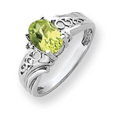 8x6mm Oval Peridot Diamond Ring 14k White Gold Y4684PE_AA, MPN: Y4684PE_AA, 883957593517