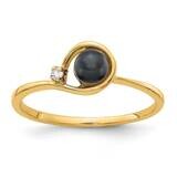 4mm Black Freshwater Cultured Pearl Diamond Ring 14k Gold Y1890BP_AA, MPN: Y1890BP_AA, 883957062020