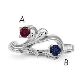 Synthetic 2 Stone Mother&#39;s Ring Sterling Silver Rhodium-plated XMR4/2SS-10, MPN: XMR4/2SS-10, 88395…