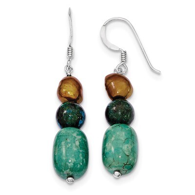 Howlite Stabilized Chrysocolla Cultured Pearl Earring Sterling Silver QE6411, MPN: QE6411, 88395751…