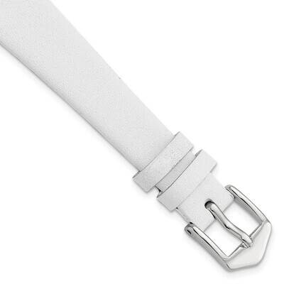 Gold-tone 14mm White Classic Calfskin Buckle Watch Band Silver-tone BA537-14, MPN: BA537-14,