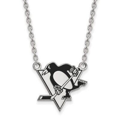 Pittsburh Penguins Large Enamel Pendant with Chain Necklace Sterling Silver SS038PEN-18, MPN: SS038…