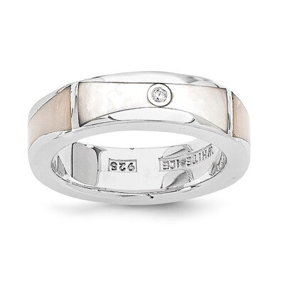 White Ice .01Ct Diamond and Mop Ring Sterling Silver QW150-6
