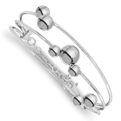 Leslie&#39;s Beaded Bangle Bracelet with 2 inch extender Sterling Silver Polished HB-QLF1052-7, MPN: QL…