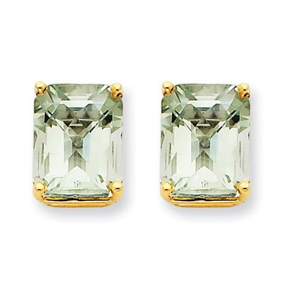 10x8 Emerald-Cut Green Quartz Earrings 14k Gold XE69CG, MPN: XE69CG, 883957096537