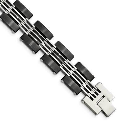 Black IP-plated Bracelet Stainless Steel Brushed and Polished SRB1422-8 by Chisel, MPN: SRB1422-8, …