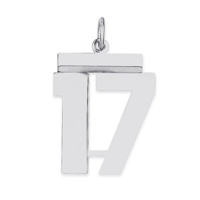 Pendant Number 17 Polished Sterling Silver Medium QMS17, MPN: QMS17, 191101277900