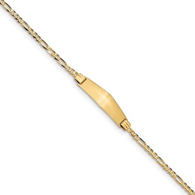 7 Inch Figaro Soft Diamond Shape ID Bracelet 14k Gold FG80IDC-7, MPN: FG80IDC-7, 883957871363