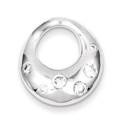 Sterling Silver Rhodium Plated Diamond Circle Pendant Slide QP2672
