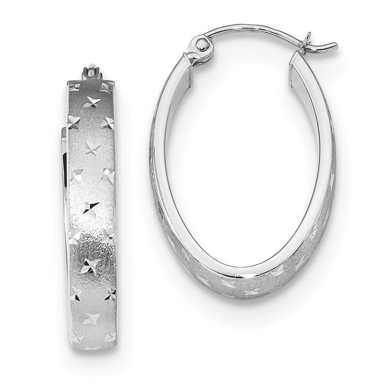 Polished Satin &amp; Diamond -cut Hoop Earrings 14k white Gold TF1085W, MPN: TF1085W, 191101056116
