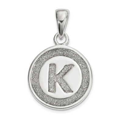 Letter K Circle Pendant Sterling Silver Glitter Enamel  QC9180K, MPN: QC9180K, 886774097534